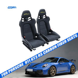 Asientos personalizables de fibra de carbono seca y cuero Nappa Alcantara en negro y amarillo, versión pista, para Porsche 911GT3 RS - Product Image 1