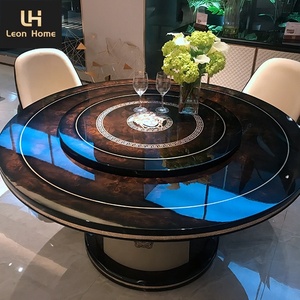 Mesas y sillas de comedor redondas de madera, nuevas y lujosas mesas de comedor con <span class=keywords><strong>Lazy</strong></span> alan - Product Image 3