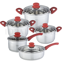 Vente en gros de casseroles antiadhésives Ensembles de casseroles et poêles Batterie de cuisine Marmites à soupe en acier inoxydable avec couvercle en verre