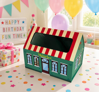 Boîte cadeau de Noël, boîte à dragées en papier, boîte à bonbons pour enfants, boîte en carton avec fenêtre, pliable, personnalisable, vente en gros, DIY, OEM