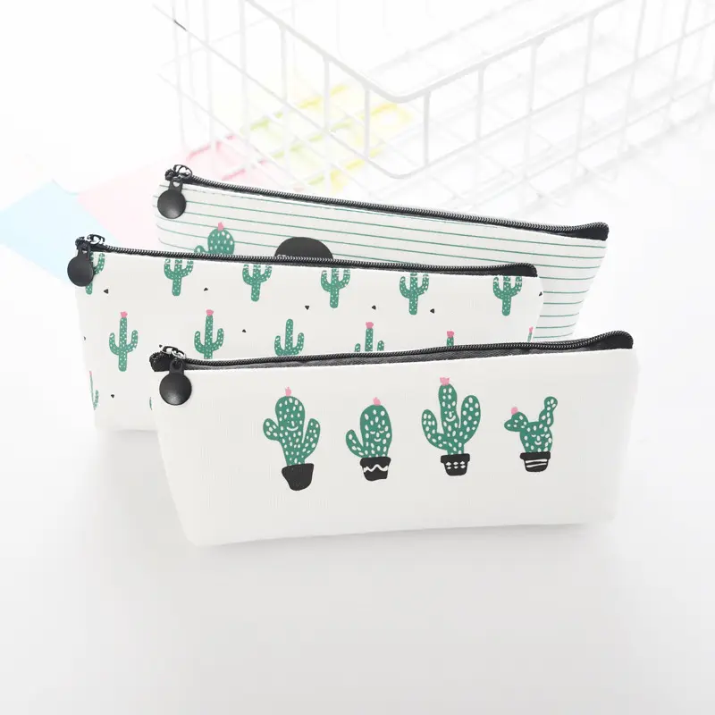 Cactus design simple stationery box canvas pencil case