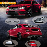 Kit carrosserie complet pour Mercedes Benz Classe C W204 2011-2014, mise à niveau C63 AMG : pare-chocs avant et arrière, capot, phares, feux arrière, rétroviseurs latéraux