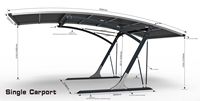 Abri d'auto simple en aluminium de luxe beau toit arqué extérieur étanche Garage abri de stationnement cadre en métal auvent de voiture privée
