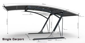 Abri d'auto simple en aluminium de luxe beau toit arqué extérieur étanche Garage abri de <span class=keywords><strong>stationnement</strong></span> cadre en métal auvent de voiture privée - Product Image 2