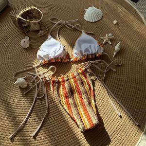 New Style Colorful <b>String</b> <b>Bikinis</b> Set Sexy Triangle Halter Bathing Suits for Woman - Product Image 2