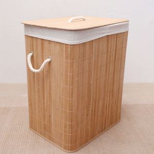 Cesto de Ropa Sucia Plegable de Bambú con Anillo de Hierro, Cesto para Guardar Ropa Sucia - Product Image 2