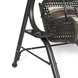 Modern 3-Seat Outdoor Furniture Patio Swing Adjustable Awning Rattan <strong>Hanging</strong> Swing <strong>Bed</strong> for Courtyard Park 600 D Fabric Cloth - Product Image 5