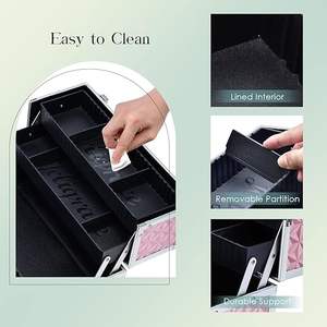 Trousse de Maquillage Professionnelle Faite à la Main en Aluminium, Boîte Cosmétique Portable, Organisateur de Bijoux avec Serrure, 3 Plateaux - Product Image 4