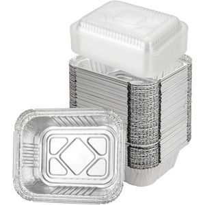 Rectangle Disposable <b>Aluminum</b> Dishes-10" Inch 1750ml Food Grade Recyclable Lunch Box with Paper Lid - Product Image 1