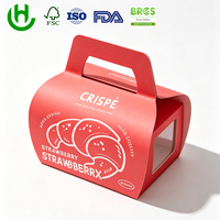 Boîte d'emballage personnalisée pour boulangerie avec poignée et fenêtre transparente, boîte à gâteau en papier pour desserts, pâtisseries, pains et plats à emporter