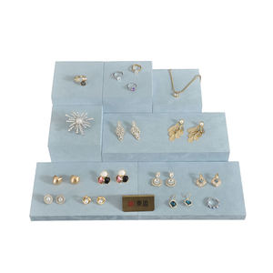 High-grade Multiple Size Display Blocks Velvet Jewelry Tray with Logo <b>Ring</b> Pendant and Earring Salver - Product Image 3