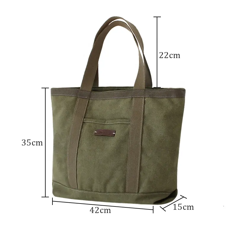 Promotie Militaire Groen Katoen Met Rits Sluiting Katoen Handvat Schouder Custom Handtas Tas