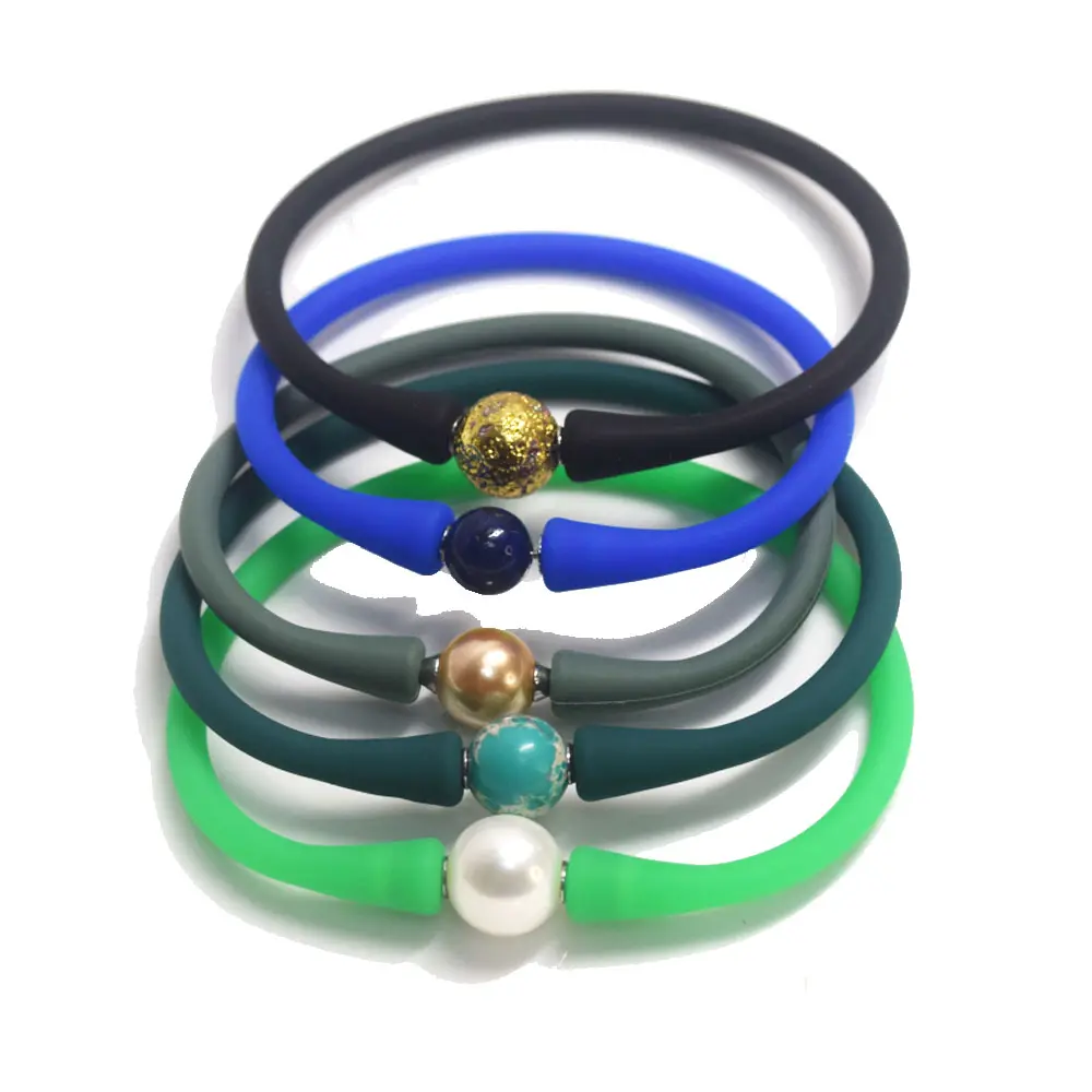 Hawaii pas besoin de colle vis perle sur broche bricolage votre propre perle pierre perles caoutchouc silicone bande beachy bracelet bracelet collier