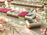 Panda Bloom Line Set Mahjong Mewah Modern Amerika 160 Ubin Akrilik dengan Rak dan Penggeser, Permainan Keluarga Portabel, Hadiah untuk Malam Bermain