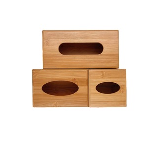 Bamboo Tissue <b>Box</b> Square Flip-top Drawer Storage Office Home Desktop Organizer - Product Image 4