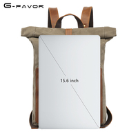 Sac à dos en toile avec logo personnalisé et bordure en cuir sac à dos vintage de voyage pour ordinateur portable pour étudiant sac à dos roulant