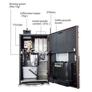Machine à café de bureau avec broyeur intégré, écran tactile, gestion cloud et intégration SDK, fonctionnement automatique à monnayeur - Product Image 3