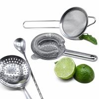 Juego de Coladores de Cóctel de Acero Inoxidable Pulido, 5 Piezas, Herramientas de Bar con Colador Julep Hawthorne de Malla Fina y Jigger para Bar en Casa