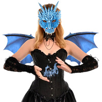 Ensemble de fête de carnaval transfrontalier européen et américain : Masque et ailes de dragon pour adulte en mousse PU, accessoires DIY pour Halloween