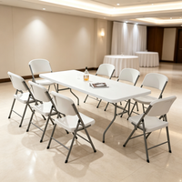 Table et chaises pliantes en plastique pour café, mobilier d'étude, idéal pour l'extérieur, la cour, l'hôtel, le salon, la chambre et le sous-sol - Offre Spéciale