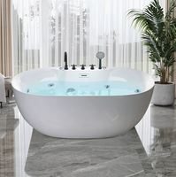 Bañera de Hidromasaje Moderna Independiente de Acrílico con Borde Delgado, Diseño Ergonómico para Relajación, Jets Ajustables, Superficie Fácil de Limpiar