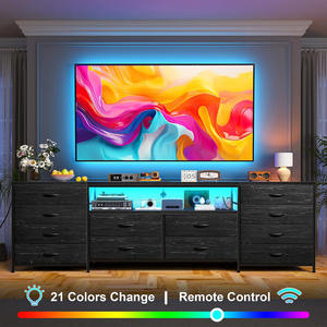 黒のリビングルーム家具テレビスタンドテレビキャビネットエンターテインメントセンター12引き出し付き - Product Image 2