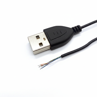 Câble Pigtail USB 2.0 Mâle Personnalisable avec Fils Nus, Câble USB Mâle avec Fil de Cuivre Émaillé à 4 Conducteurs