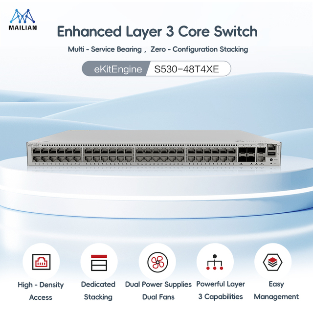HUA WEI S530-48T4XE Switch 48 for +4 10GE Ports Core/Convergence for Enterprise & Monitoring Networks SNMP QoS 758Gbps Capacity