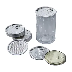Özel logo tasarım alüminyum kolay açık uç soyulabilir kapaklar gümüş renk 65mm gıda depolama için can