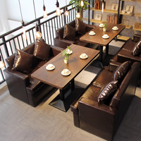 Offre Spéciale : Banquette Moderne Personnalisée en Cuir de Luxe Courbée avec Table à Manger pour Hall d'Hôtel, Restaurant, Bar