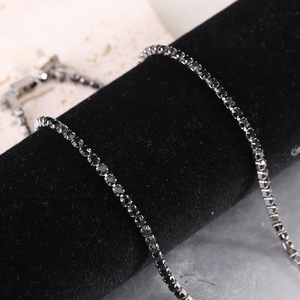 <b>Black</b> Zircon Set Adjustable <b>Choker</b> Necklace Pave Setting Geometric Design For Daily Party Wear - Product Image 3