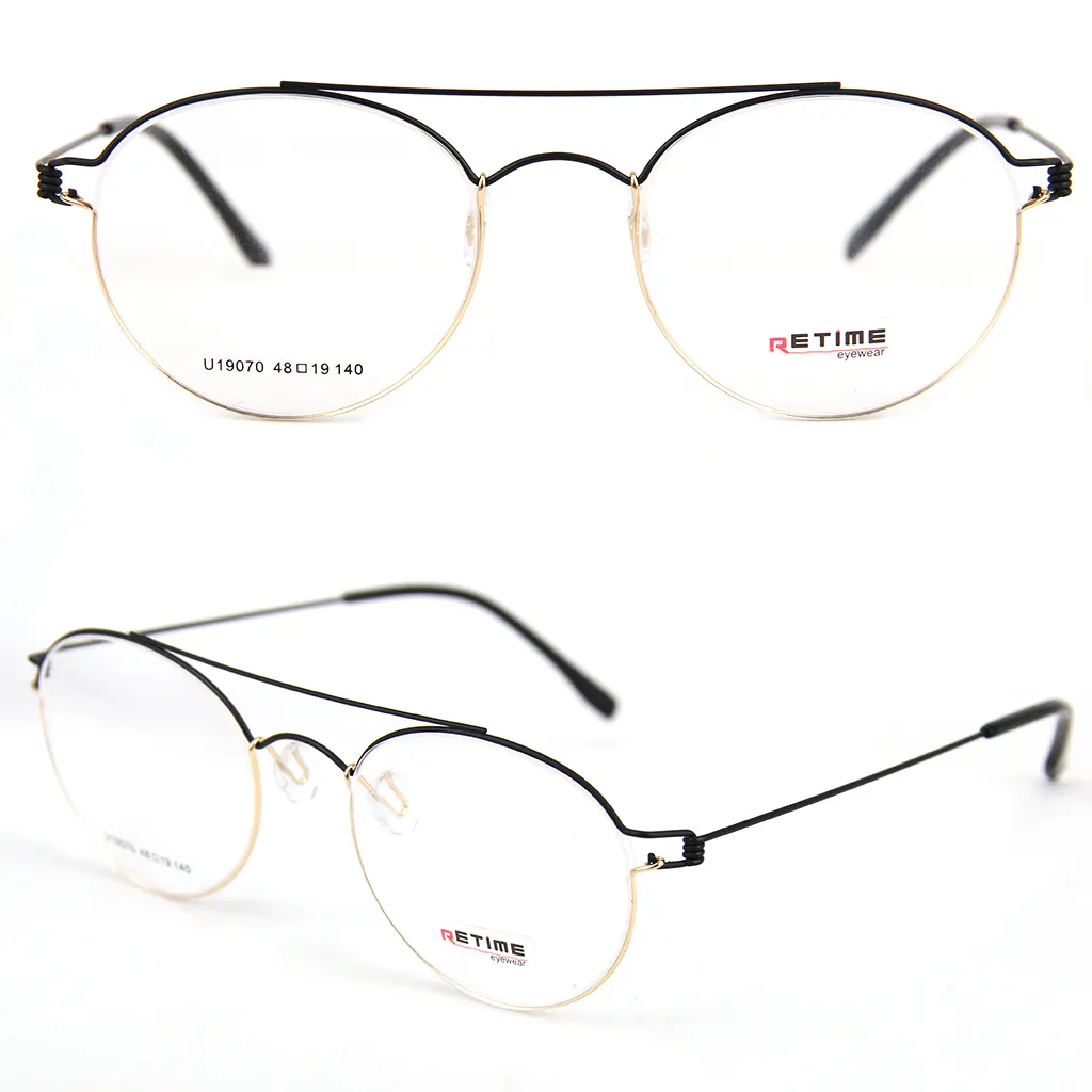 Glasses Frame Round Gaming Adult Unisex 2 Tone Color Fancy Round Metal Eyewear Optical Glasses Frames