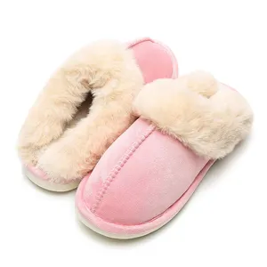 Fashion Sheepskin fur slides sheepskin unisex fur slippers in winter slipper hot pink