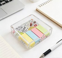Distributeur de notes autocollantes en acrylique à motifs, support de mémo transparent pour bureau, maison, rangement de réception OEM