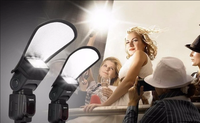 Diffuseur de flash universel pour appareil photo, boîte à lumière 2-en-1 argentée et blanche, réflecteur de lumière pour appareils photo reflex numériques Nikon Sony, fixation griffe porte-accessoire