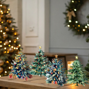 Decoración Navideña DAMAI, Figura de Árbol de Navidad 3D en Rosa, Azul y Verde, Artículos para Fiestas Navideñas, Decoración de Mesa - Product Image 2