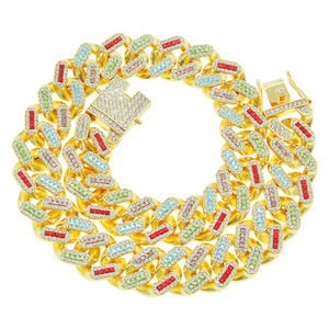 Collar Geométrico Colorido Clásico de Hiphop, Cadena Chapada en Oro y Plata, Collares de Aleación para Hombre, Joyería de Moda al por Mayor - Product Image 5