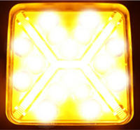Accessoires de voiture 12V 24V 4 pouces 48W 12LED grand carré de vue double couleur clignotant LED lumière de travail pour l'éclairage extérieur automatique
