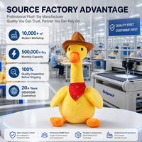 Peluche canard chantant intégrée avec puce, motif dessin animé, super douce, personnalisable avec logo, jouet anti-stress