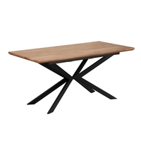 Table à manger rectangulaire décontractée avec un design rectangulaire moderne, feuille d'extension centrale en forme de papillon pour la cuisine et le restaurant