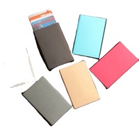 Porte-cartes de crédit et de visite vintage en alliage d'aluminium, anti-RFID, portefeuille fin, avec logo, portable, pour hommes et femmes