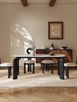 Table à manger longue en dalle de roche de style minimaliste nordique VRSUK, idéale pour les petits appartements, table de style italien, table ovale.