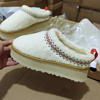 Bottes d'hiver en cuir de mouton et fourrure pour femme 2025, bottes de neige à plateforme en peau de mouton, Uggs, pantoufles de créateur Tazz, chaudes et confortables