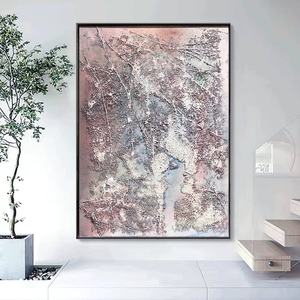 Peinture à l'huile sur toile minimaliste Wabi Sabi, peinte à la main, encadrée, grande œuvre d'art murale pour la décoration de la maison, de l'hôtel, de l'intérieur - Product Image 1