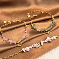 Bracelet de Charme Animaux Marins de Haute Qualité pour Femme, Perles en Pierre Naturelle, Acier Inoxydable, Étanche, Bijou d'Été pour la Plage