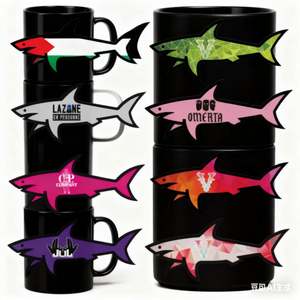 Autocollant Écologique en PVC Imprimé UV Étanche Motif Requin Dessin Animé Décorations de Vacances Tendance Juillet Gertrude CP - Product Image 2