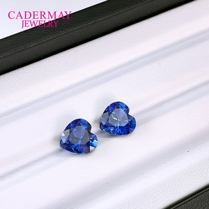 Heart Shape Synthetic Sapphire Gemstone 5x5mm To 10x10mm For Engagement Rings Classic Unisex Jewelry Cadermay - Product Image 3