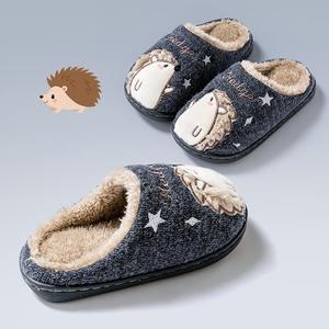 Zapatillas de animales con forro de piel con diseño de <span class=keywords><strong>erizo</strong></span> bonito para mujer, zapatillas de <span class=keywords><strong>erizo</strong></span> de interior peludas bordadas difusas - Product Image 2