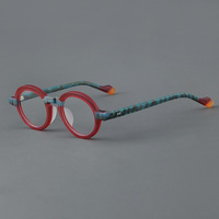 Montures de lunettes de vue pliables sans monture en acétate faites à la main, de haute qualité, vintage, UV400, unisexes, petites lunettes optiques rondes