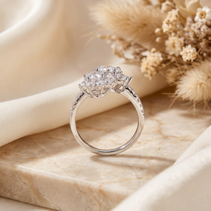 Anillo de Lujo Toi Et Moi con Moissanita Brillante de Corte Esmerilado, Chapado en Plata de Ley 925, Engaste de Bisel de Alta Calidad, Certificado GRA - Product Image 5